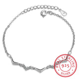 925 Silver Wave Bracelet Women Zirconia Fine Jewelry S-b148