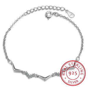 925 Sterling Silver Wave Bracelet Zirconia Fine Jewelry