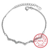 925 Sterling Silver Wave Bracelet Zirconia Fine Jewelry