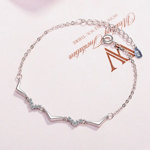 925 Sterling Silver Wave Bracelet Zirconia Fine Jewelry