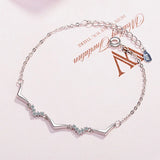 925 Sterling Silver Wave Bracelet Zirconia Fine Jewelry