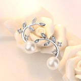 925 Silver Flower Pearl Branch Stud Earrings