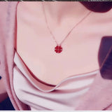 Sterling Silver Necklace Women S925 Four Leaf Clover Pendant Choker