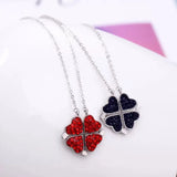 Sterling Silver Necklace Women S925 Four Leaf Clover Pendant Choker