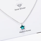 Ocean Crystal Little Star Necklace For Women 925 Sterling Silver Jewelry
