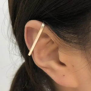 925 Silver Strip Clip Earrings No Pierced Ear Cuff Wrap Hip-hop Rock