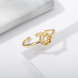 Adjustable Silver Copper Sun Moon Shell Tail Rings For Women