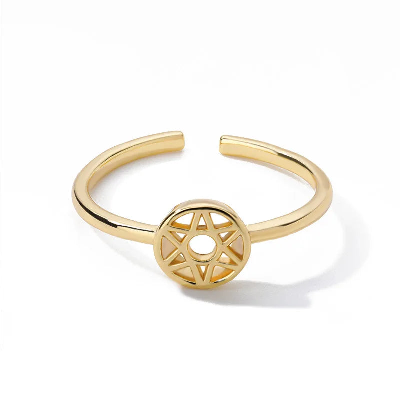 Adjustable Silver Copper Sun Moon Shell Tail Rings For Women
