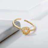 Adjustable Silver Copper Sun Moon Shell Tail Rings For Women