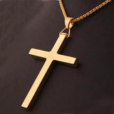 Silver Stainless Steel Cross Pendant Chain Necklace