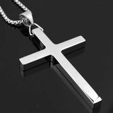 Silver Stainless Steel Cross Pendant Chain Necklace