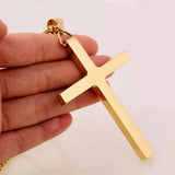 Silver Stainless Steel Cross Pendant Chain Necklace