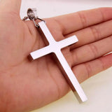 Silver Stainless Steel Cross Pendant Chain Necklace