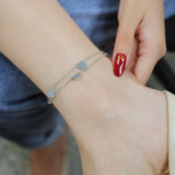 Heart-shaped Rectangle Double Chain Anklets Stainless Steel Jewelry