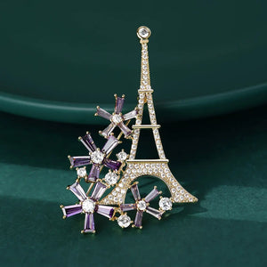 Hollow Eiffel Tower Cubic Zircon Brooch for Women