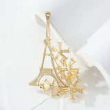 Hollow Eiffel Tower Cubic Zircon Brooch for Women