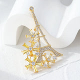 Hollow Eiffel Tower Cubic Zircon Brooch for Women