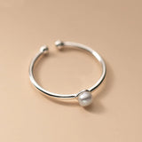 Freshwater Pearl Open Ring Adjustable Sterling Silver Women's Jewelry