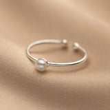 Freshwater Pearl Open Ring Adjustable Sterling Silver Women's Jewelry