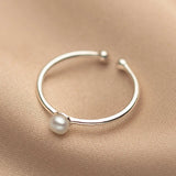 Freshwater Pearl Open Ring Adjustable Sterling Silver Women's Jewelry