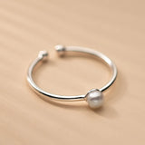 Freshwater Pearl Open Ring Adjustable Sterling Silver Women's Jewelry