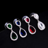 Water Droplets Stud Earrings Zircon Women's Jewelry