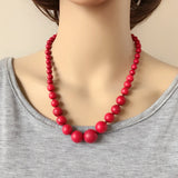 Red Marble Stone Necklace Handmade Holiday Jewelry