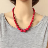 Red Marble Stone Necklace Handmade Holiday Jewelry