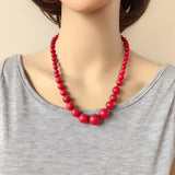 Red Marble Stone Necklace Handmade Holiday Jewelry