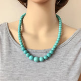 Red Marble Stone Necklace Handmade Holiday Jewelry