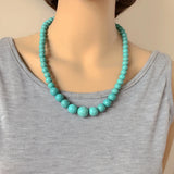 Red Marble Stone Necklace Handmade Holiday Jewelry