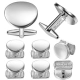 Men's Classic Metal Cufflink and Studs Set with LOGO