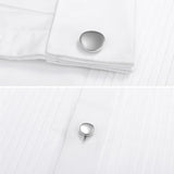 Men's Classic Metal Cufflink and Studs Set with LOGO