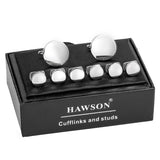 Men's Classic Metal Cufflink and Studs Set with LOGO