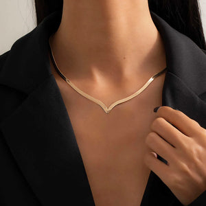 Minimalist Copper Snake Chain Choker Necklace V-Shaped Punk Collar