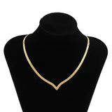 Minimalist Copper Snake Chain Choker Necklace V-Shaped Punk Collar