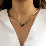 Minimalist Copper Snake Chain Choker Necklace V-Shaped Punk Collar