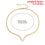 Minimalist Copper Snake Chain Choker Necklace V-Shaped Punk Collar