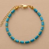 Natural Turquoise Howlite Gemstone Bracelets Boho Jewelry Couple Bangles