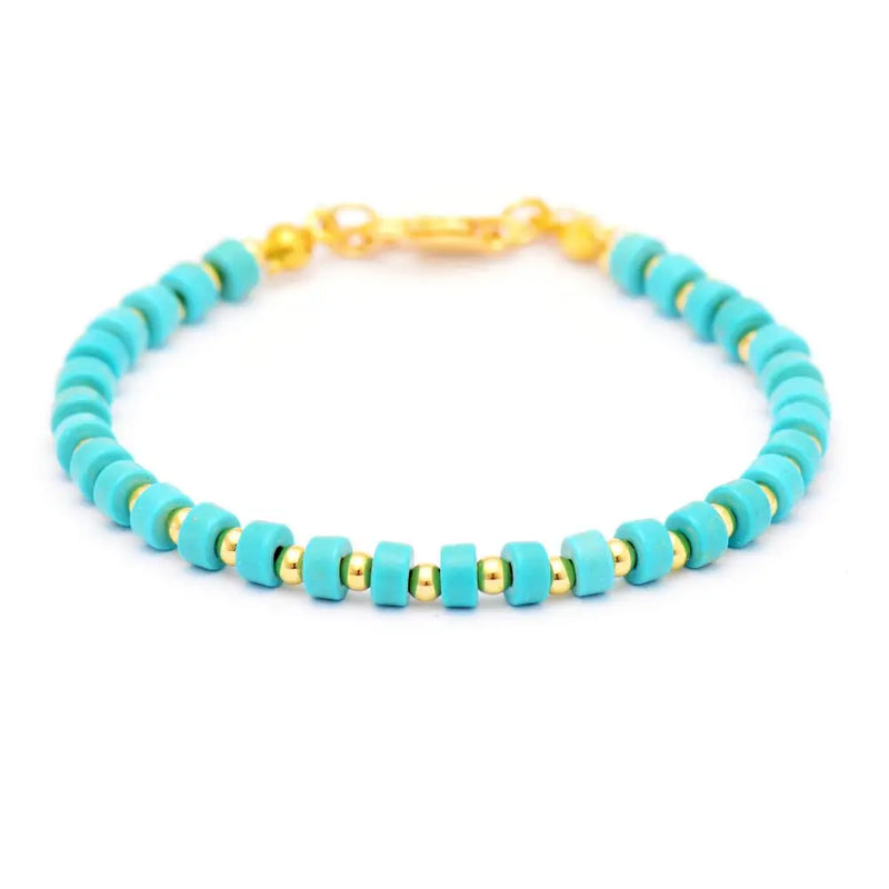 Natural Turquoise Howlite Gemstone Bracelets Boho Jewelry Couple Bangles