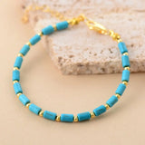 Natural Turquoise Howlite Gemstone Bracelets Boho Jewelry Couple Bangles