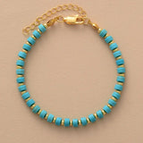 Natural Turquoise Howlite Gemstone Bracelets Boho Jewelry Couple Bangles