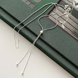 925 Sterling Silver Long Tassel Chains Necklace for Women