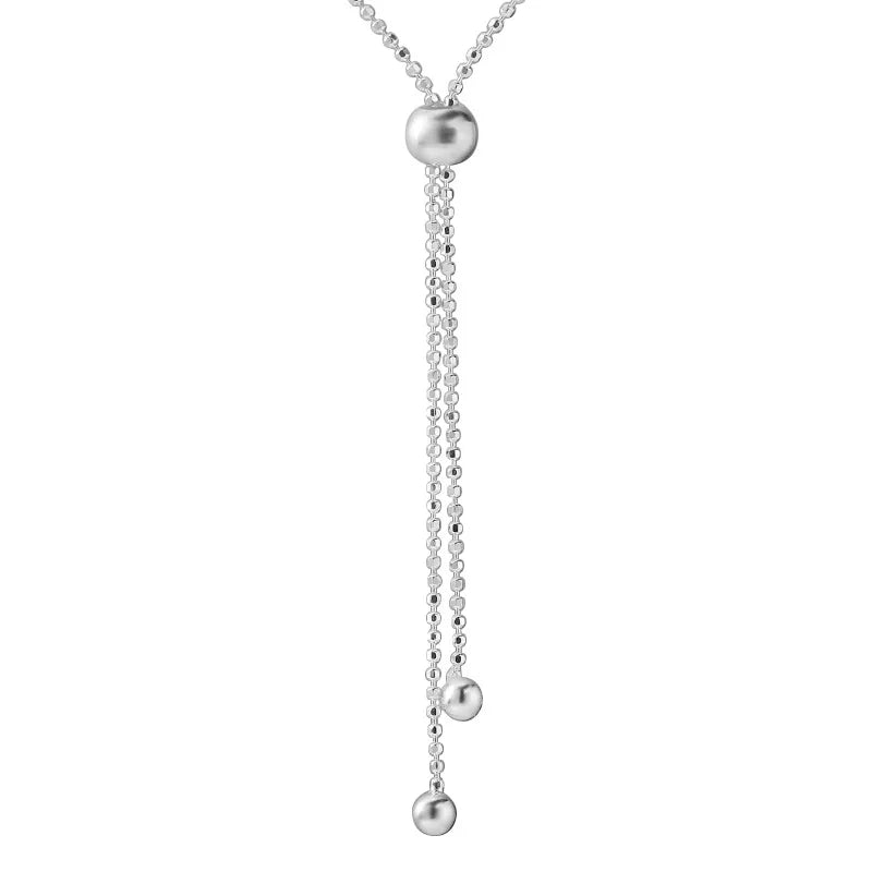925 Sterling Silver Long Tassel Chains Necklace for Women
