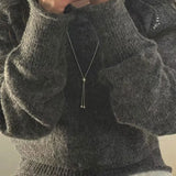 925 Sterling Silver Long Tassel Chains Necklace for Women