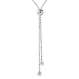 925 Sterling Silver Long Tassel Chains Necklace for Women