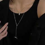 925 Sterling Silver Tassel Sweater Chain Necklace for Women