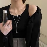 925 Sterling Silver Tassel Sweater Chain Necklace for Women