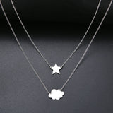 Sequins Cloud Necklace Aircraft Stars Heart Pendant Multilayer Chain Necklaces