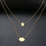 Sequins Cloud Necklace Aircraft Stars Heart Pendant Multilayer Chain Necklaces